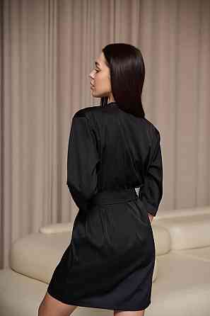 Халат жіночий шовковий під пояс Чорний XL Харків