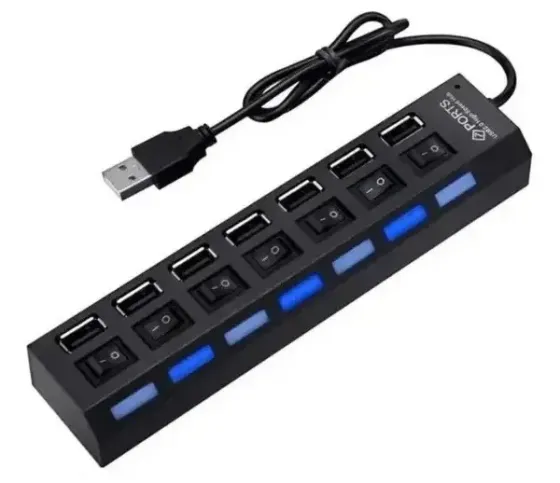 USB HUB на 7 портів USB 2.0, з вимикачами та підсвічуванням, активний Полтава