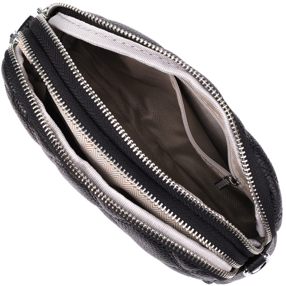 Стильна сумка прошита ромбами з натуральної шкіри Vintage 22930 Чорний Київ - фото 6