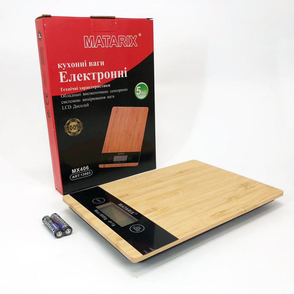 Компактные кухонные весы с батарейками MATARIX MX-406 5кг Wood, Кухонные весы с функцией сброса тары FX-48 Ивано-Франковск - изображение 4