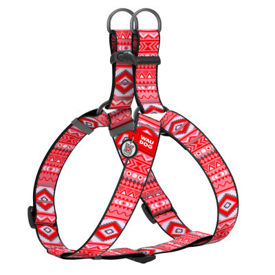 Шлея для собак WAUDOG Nylon з QR паспортом "Етно червоний" пластиковий фастекс XL (324-0133) Вінниця - фото 1