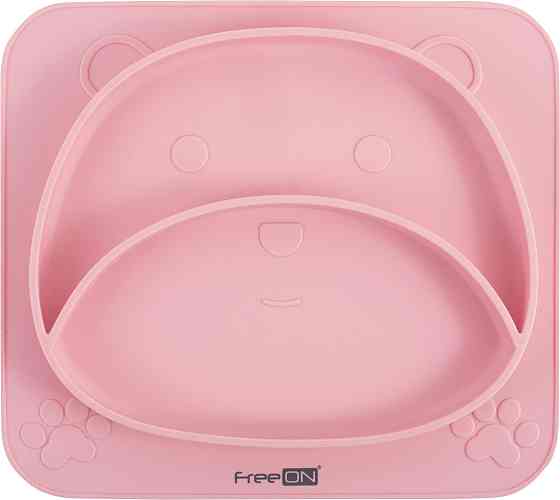 Силіконова тарілка дитяча FreeON Bear, pink Київ