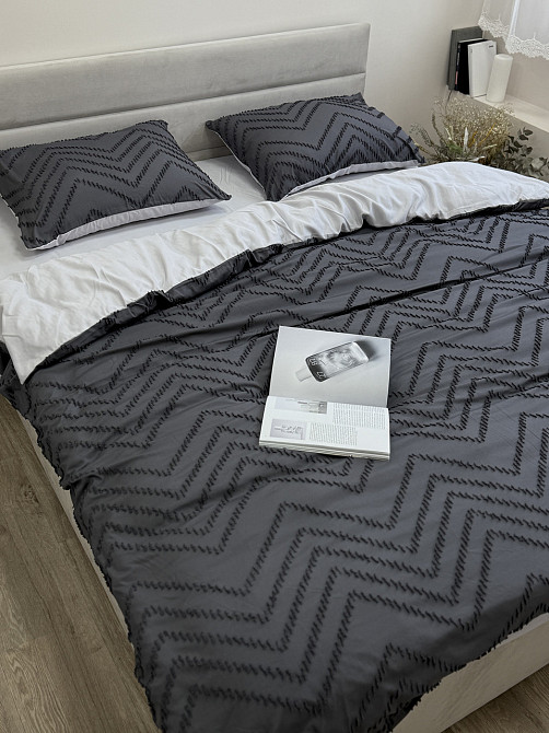 Ecotton Комплект постільної білизни Ecotton Jaquard двоспальний 180х215 см сірий Grey Київ - фото 6