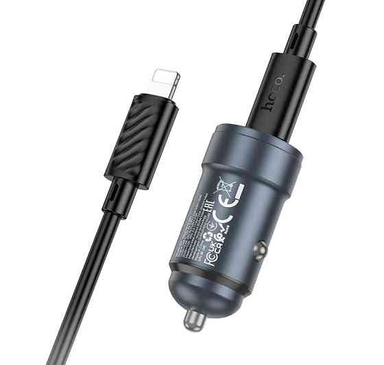 Автомобільний зарядний пристрій HOCO Z57 Glorious single-port PD30W car charger set (C to iP) Metal Gray Одеса