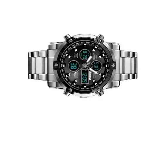 Классические наручные часы Skmei 1389 Серебристые с черным Киев