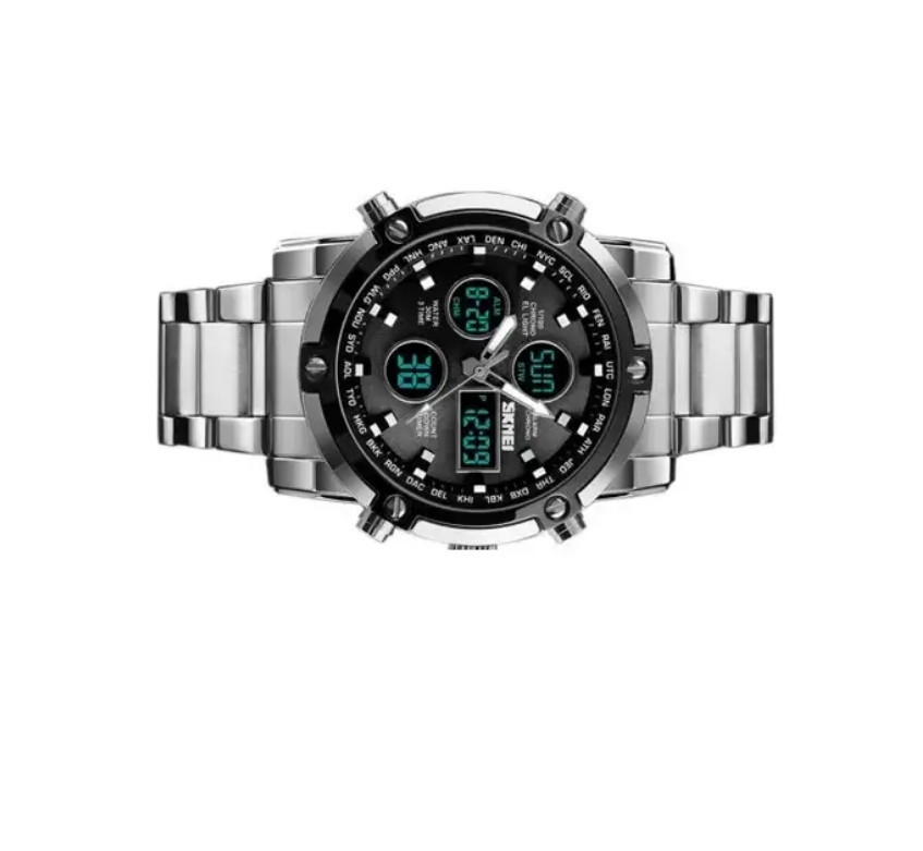 Классические наручные часы Skmei 1389 Серебристые с черным Киев - изображение 2