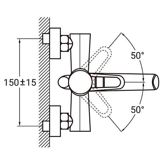 Змішувач HK Ø35 для ванни гусак прямий 150 мм дивертор вбудований картриджний AQUATICA HK-2C130C (9732210) Київ
