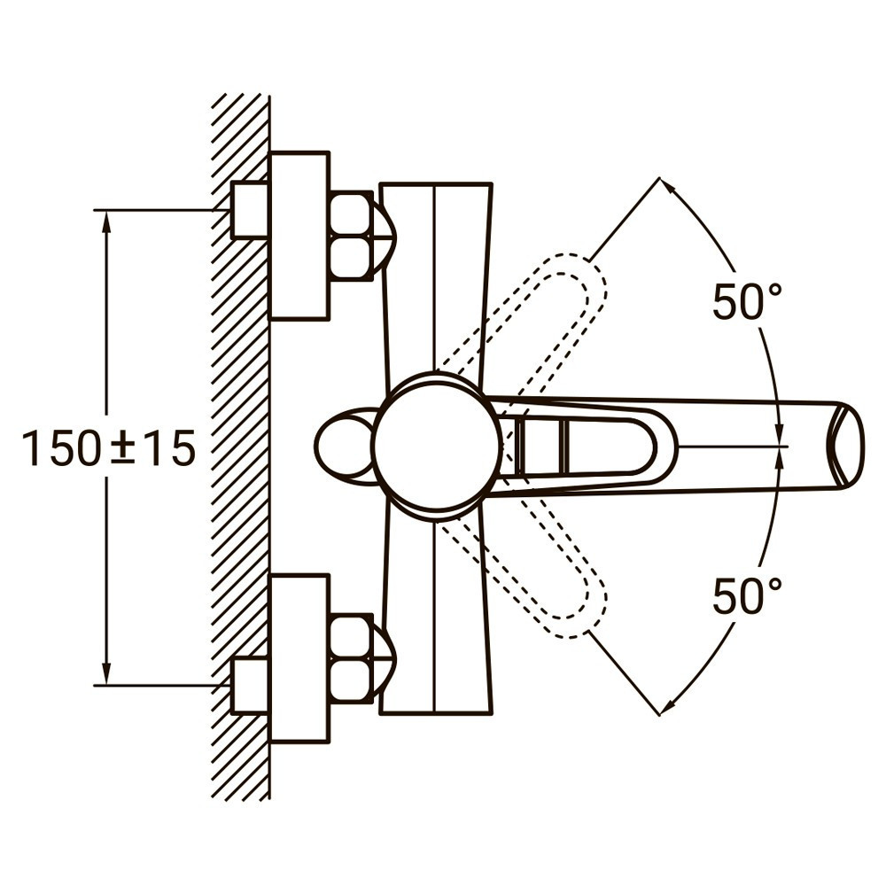 Смеситель HK Ø35 для ванны гусак прямой 150мм дивертор встроенный картриджный AQUATICA HK-2C130C (9732210) Киев - изображение 3
