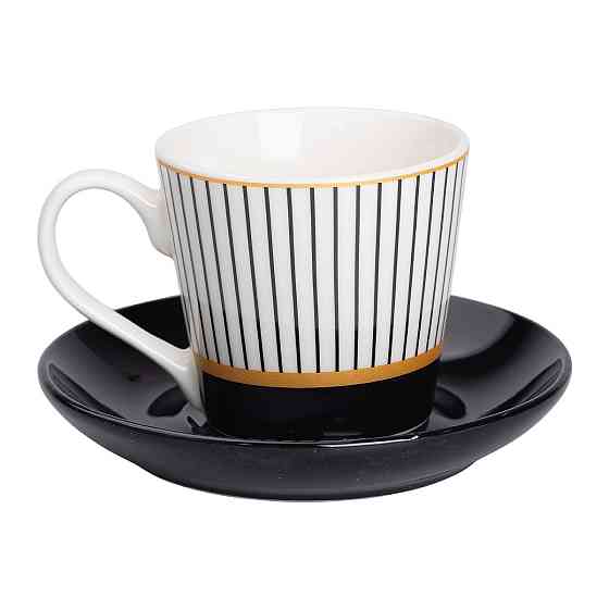 Liling Rongxiang Ceramic порцелянова чашка з чорним блюдцем 200 мл RX-N24708WP Київ