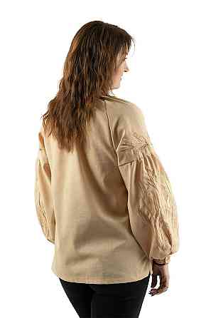 Вышиванка женская льняная, бежевая топ Киев