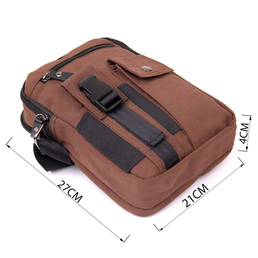 Універсальна текстильна чоловіча сумка на два відділення Vintage 20661 Коричнева Київ - фото 3