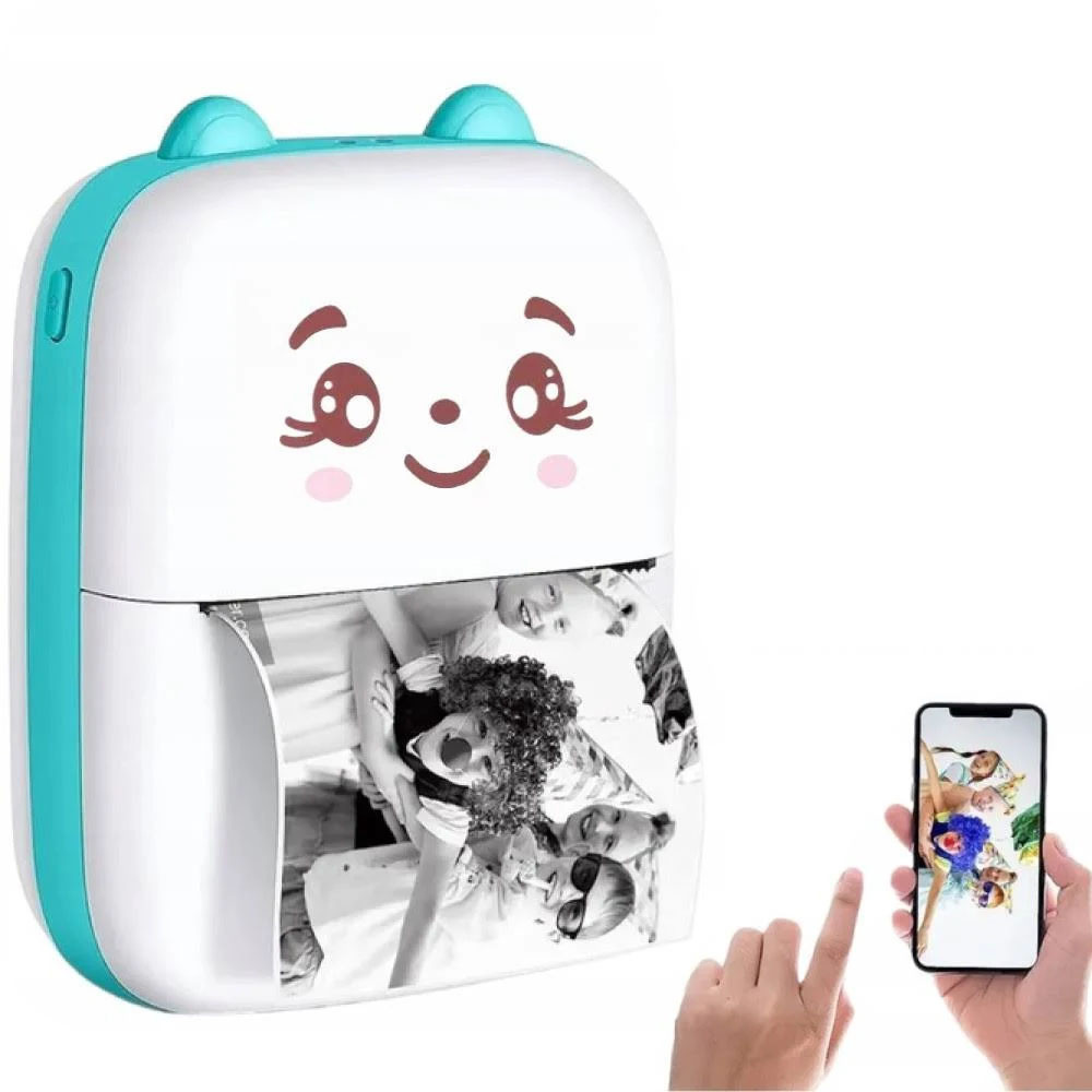 Портативний міні принтер + 1 рулон паперу AD-2213, Блакитний / Дитячий маленький принтер  / Принтер для телефону Київ - фото 8