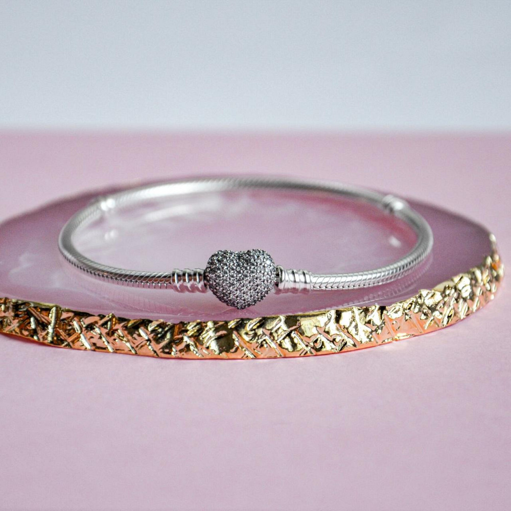 Срібний браслет для намистин Пандора"Серце"  590727CZ MasterSem Київ - фото 2