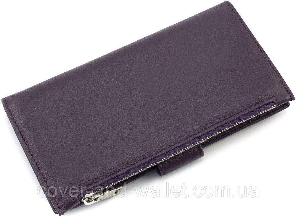 Фіолетовий жіночий гаманець купюрник із натуральної шкіри з монетницею на блискавці Marco Coverna Київ - фото 2