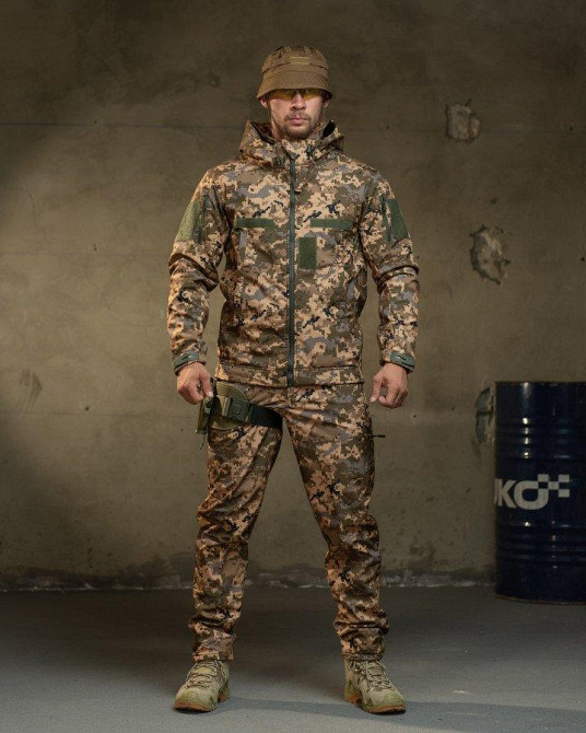 Демисезонный тактический костюм софтшел Softshell rocket пиксель  НП4862 Одесса - изображение 1