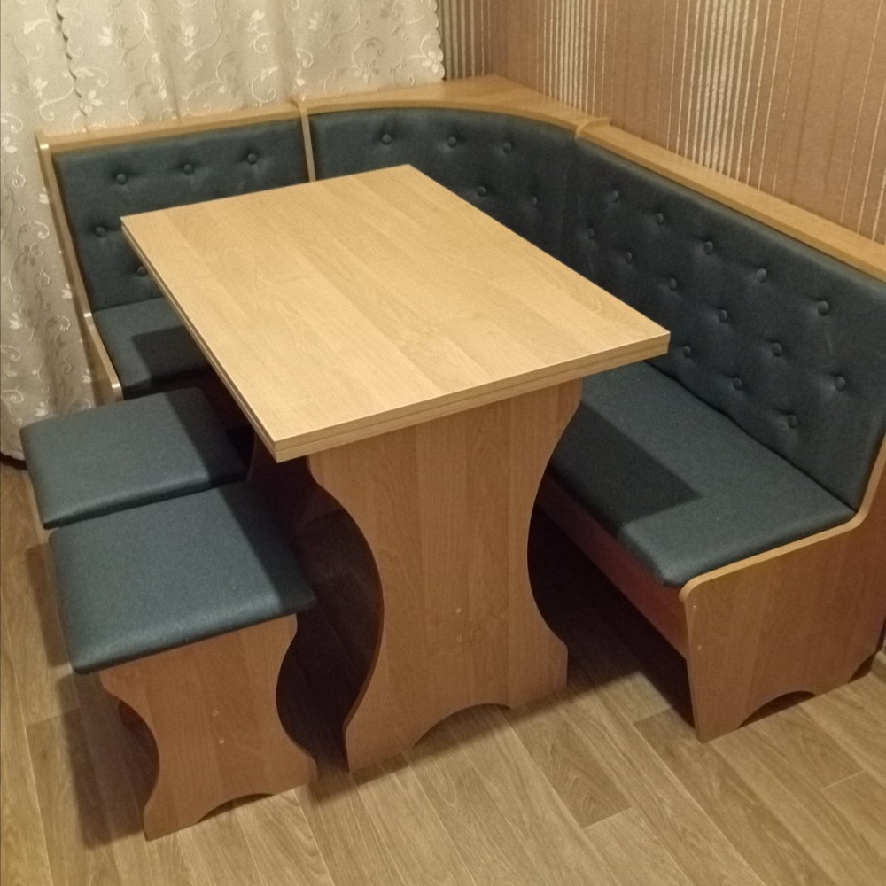 Комплект меблів для кухні - М'який куток Сімейний, стіл, 2 табуретки 114х154 см - Вільха Львів - фото 1
