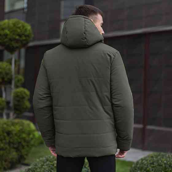 Зимняя куртка мужская теплая с капюшоном короткая Frost Pobedov Winter Jacket Dzen хаки M Одесса