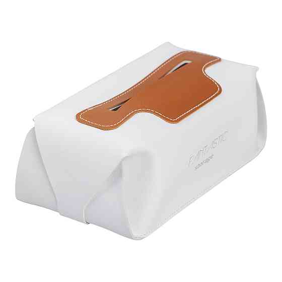 Серветниця з еко шкіри 21х12х8 см контейнер для серветок в автомобіль Білий HP-3-210W Коломия