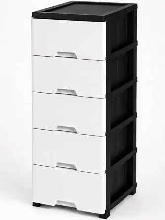 Комод пластиковий "New" 5 ярусів 106*43*34см, R-Plastic, чорно-білий Одеса