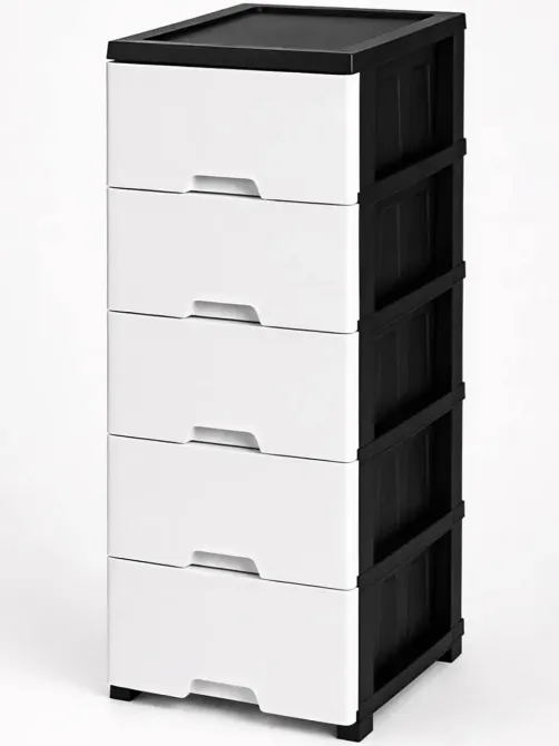 Комод пластиковий "New" 5 ярусів 106*43*34см, R-Plastic, чорно-білий Одеса - фото 1