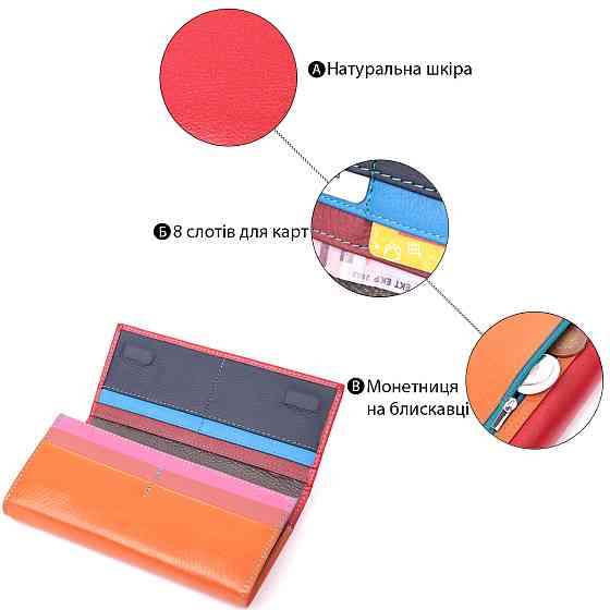 Большой кошелек для прекрасных женщин из натуральной кожи ST Leather 22518 Разноцветный Киев