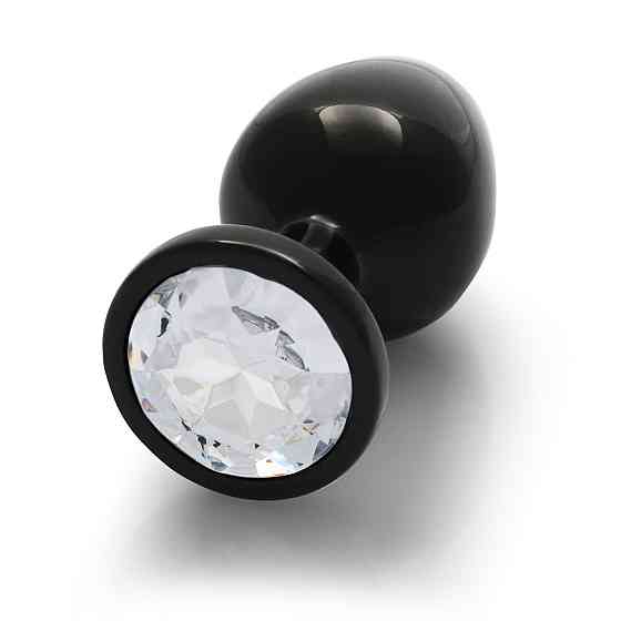 Металлическая анальная пробка Round Gem, размер М, черный/белый Ouch! (Нидерланды) Sex Aura Киев