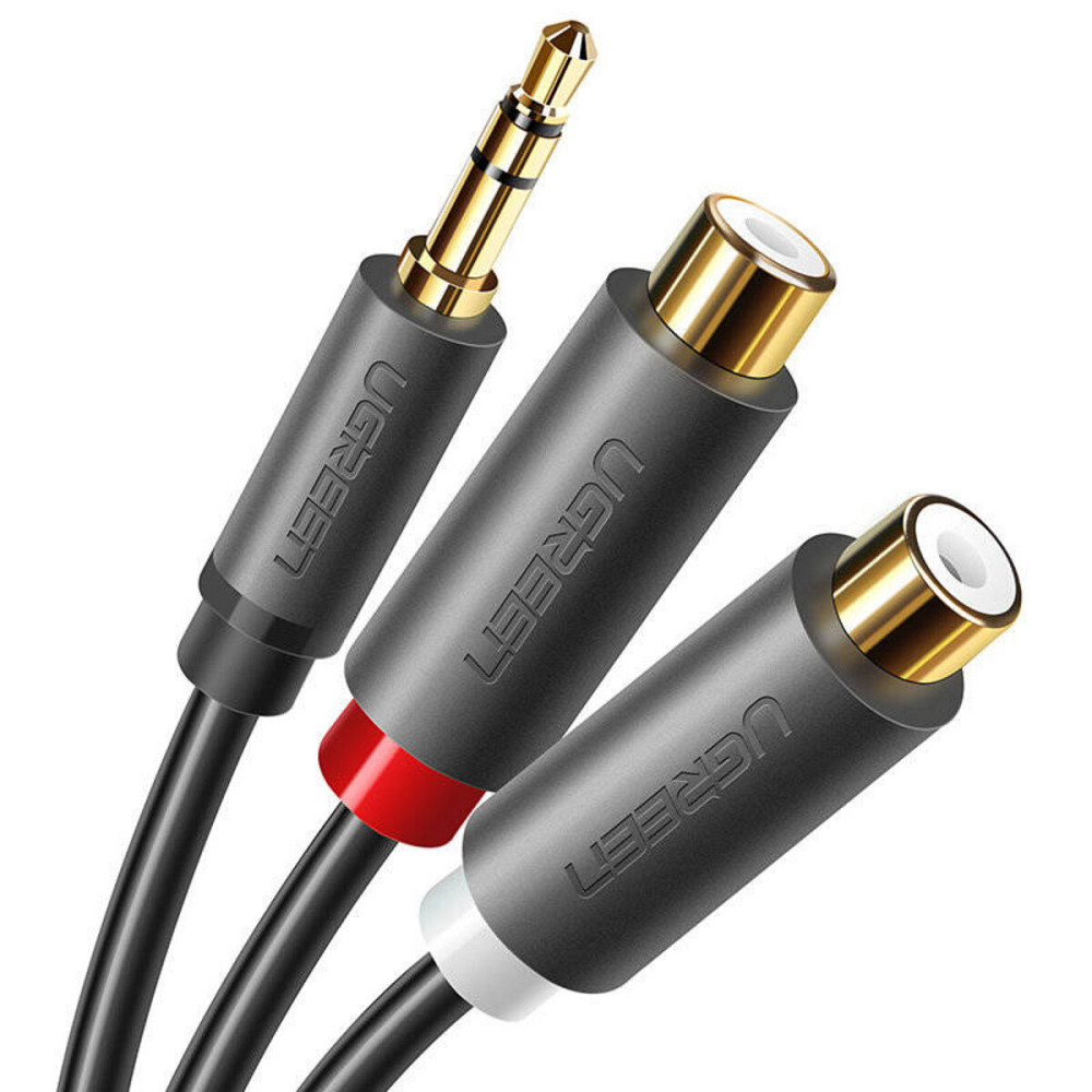 Аудіо кабель UGREEN AV109 3.5mm Male to 2RCA Female Cable 25cm (Gray)(UGR-10547) (UGR-10547) Київ - фото 1