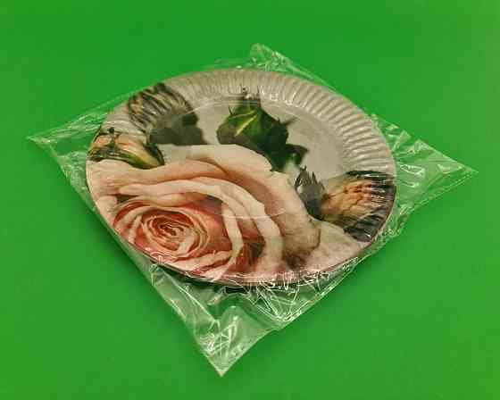 Паперова тарілка з малюнком 18 см "No 9" Рожева Троянда 10 шт (1 пачка) Харків