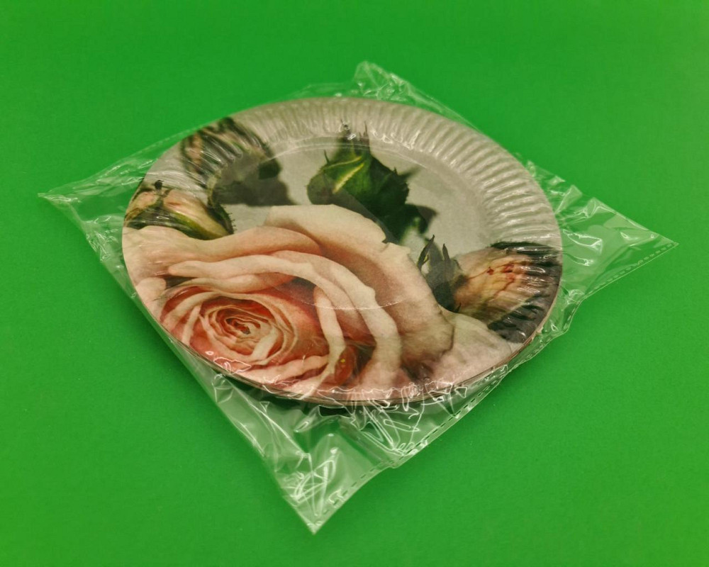 Паперова тарілка з малюнком 18 см "No 9" Рожева Троянда 10 шт (1 пачка) Харків - фото 2