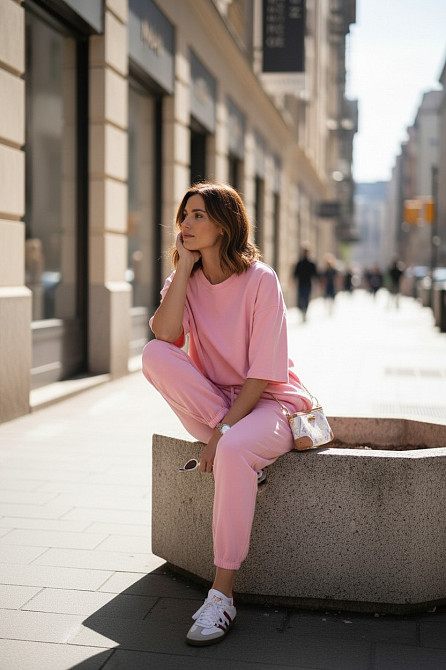 Жіночий повсякденний костюм футболка зі штанами 50/52 Рожевий Харків - фото 3