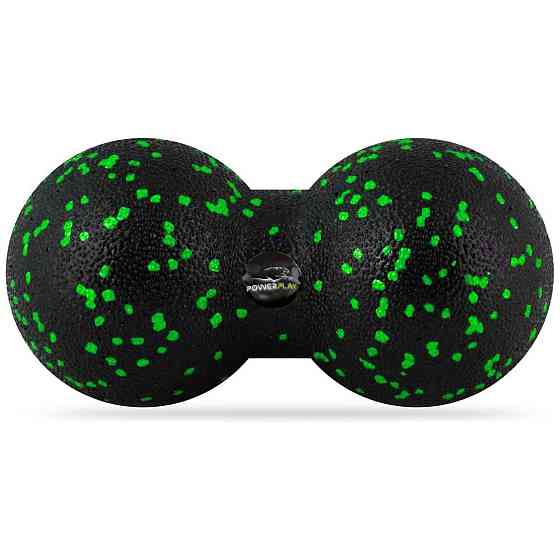 Масажний м'яч подвійний PowerPlay PP-4352 Epp foam peanut ball (d8*16cm.) Чорно/Зелений Кам'янське