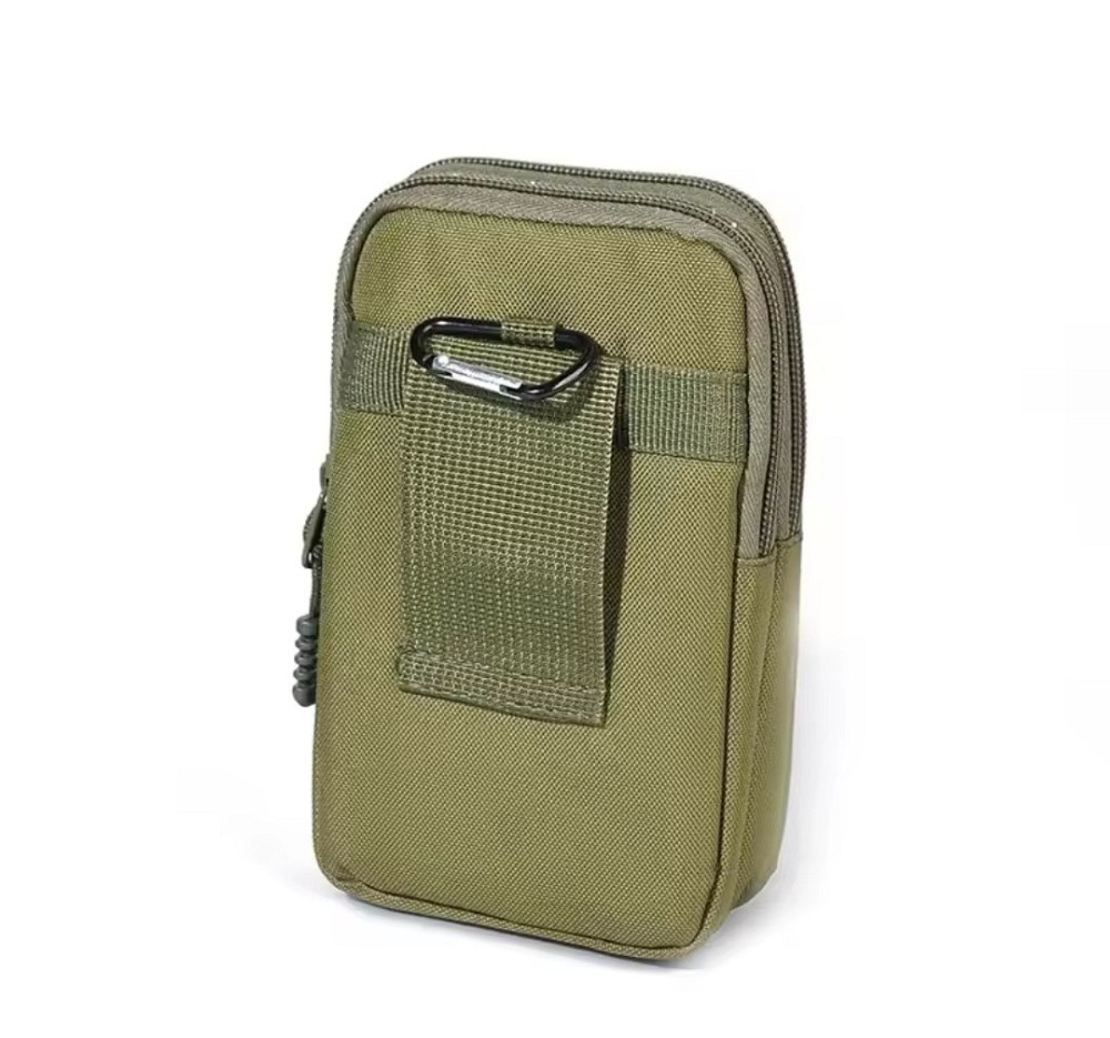 Сумка тактическая мужская поясная с карабином 3 кармана 17 на 11 см зеленый Киев - изображение 4