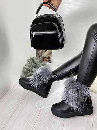 ITTS Угги жіночі ITTS чорні натуральна шкіра висота 13 см (3016-8) 36р.37р. Коломыя