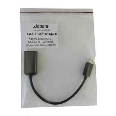 Дата кабель OTG USB 2.0 AF to Micro 5P 0.16m Lapara (LA-UAFM-OTG black) Вінниця
