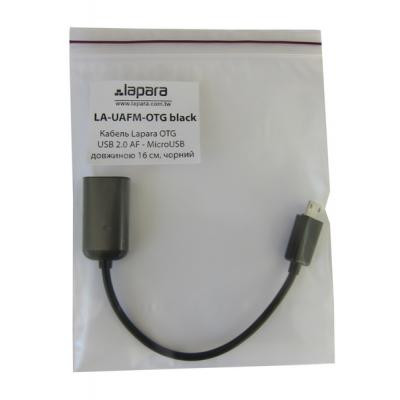 Дата кабель OTG USB 2.0 AF to Micro 5P 0.16m Lapara (LA-UAFM-OTG black) Вінниця - фото 2