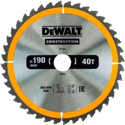 Диск пильный DeWALT СONSTRUCTION , 190 х 30 мм, 40 z, АТВ, 10 градусов (DT1945) Винница