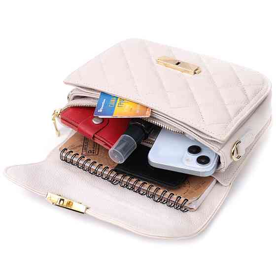 Витончена сумка жіноча з оригінальною клямкою з натуральної шкіри Vintage 22672 Біла Київ