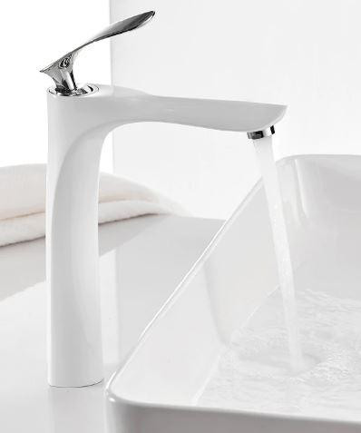 Смеситель дизайнерский для раковины кран в ванну однорычажный WanFan люкс качества белый-хром Каменец-Подольский - изображение 3