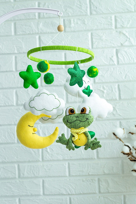 Дитячий музичний мобіль на ліжечко для немовлят WooolyWool «Жабеня» з 35 мелодіями Київ - фото 7