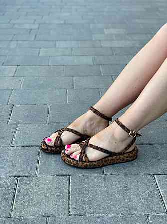 Босоніжки жіночі леопардові EDAN 350 літо, натуральна шкіра / Зручні босоніжки на низькому ходу Коломыя