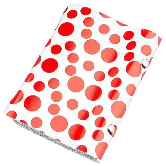 Визитница кожаная вертикальная красный горошек Shvigel 19081 Белая Киев