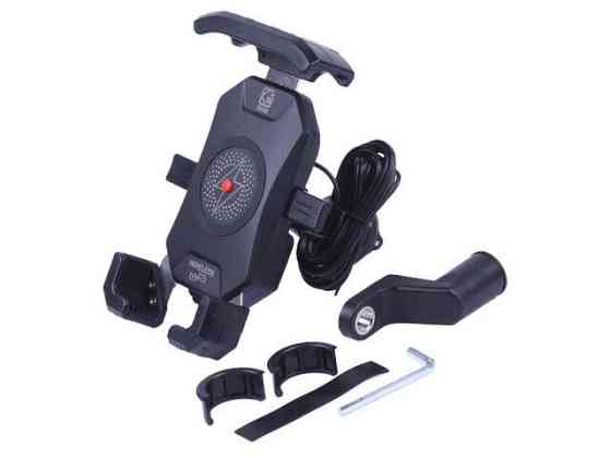 Держатель телефона M14-A1 черный, крепление на руль, с беспроводной зарядкой, Kewiq Мукачево