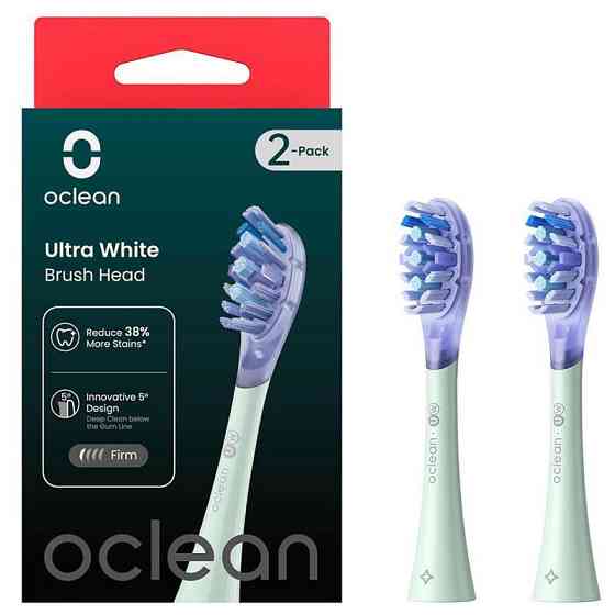 Насадка для зубної електрощітки Oclean UW01 G02 Ultra White Brush Head Green (2 шт) (6970810553529) ( Green ) Харків