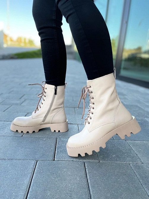 Egga Черевики жіночі EGGA бежеві натуральна шкіра висота 17см ( -118) 37р.39р.40р. Коломыя - изображение 8