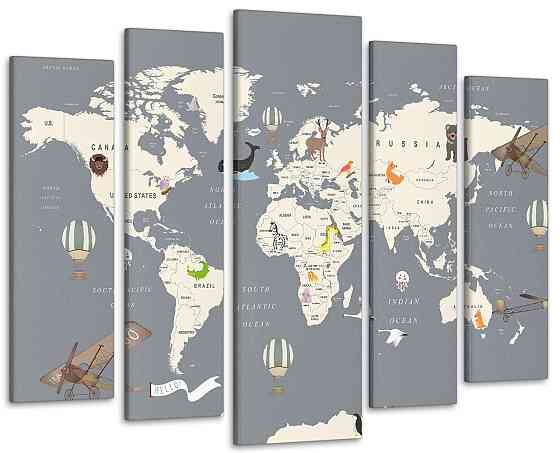 Модульна картина в дитячу Карта світу Art-433_5 ( 80х118см ) Київ