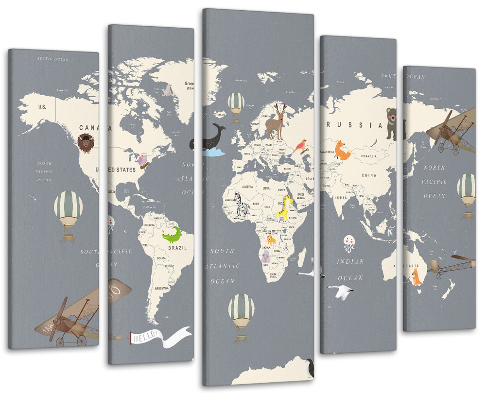 Модульна картина в дитячу Карта світу Art-433_5 ( 80х118см ) Перечин - фото 1