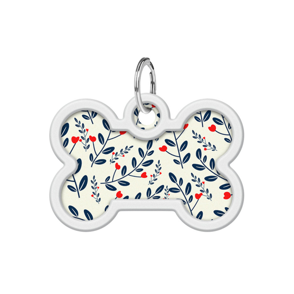 Адресник для собак і котів металевий WAUDOG Smart ID з QR паспортом, малюнок "Рослини", кістка, Д 40 мм, Ш 28 мм Київ - фото 2