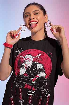 Футболка для мальчика аниме Истребитель демонов оверсайз (рост от 165 до 180 ) Черний AnimeJ0888m Днепр