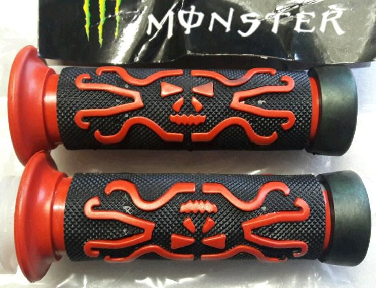 Ручки руля резиновые (XL-203ЧЕРЕПА) (красные) ST Мукачево - изображение 1