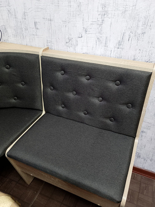 Кухонный уголок Ткань / ДСП (без стола и табуреток)  114 см х 154 см - Дуб Самоа Львов - изображение 5